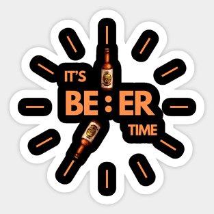 It's Beer Time, beer, alcohol, drinking, funny, party, bar, craft beer, drink, drunk, humor, trending, brewery, cool, vodka, alcoholic, brewer, Sticker